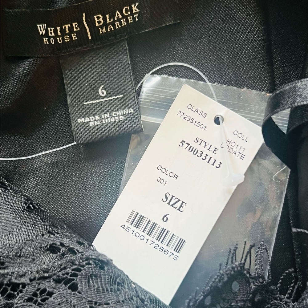 White House Black Market WHBM Black Lace Taffeta Cocktail Dress NEW Sz 6 - Picture 9 of 11